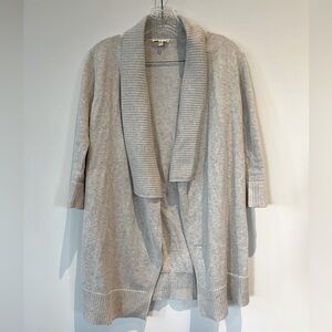 Eileen Fisher Open Front Shawl Collar Cardigan. 100% cotton Beige women’s XS